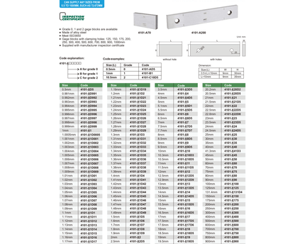 INSIZE MEASURING EQUIPMENT Insize Steel Gauge Block 50mm Series 4101-A50