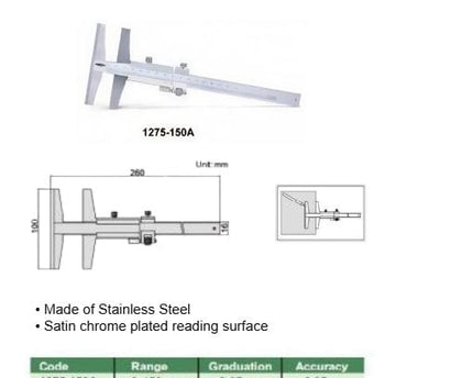 INSIZE Measuring Equipment Insize T-Shape Marking Gauge 0-150mm Range Series 1275-150A