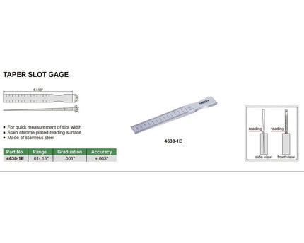 INSIZE Measuring Equipment Insize Taper Slot Gauge 0.01-0.15" Range Series 4630-1E