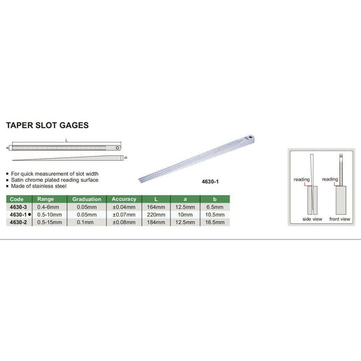 INSIZE Measuring Equipment Insize Taper Slot Gauge 0.5-10mm Range Series 4630-1