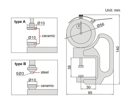 INSIZE Measuring Equipment Insize Thickness Gauge 0-30mm x 0.01mm Range Series 2366-30