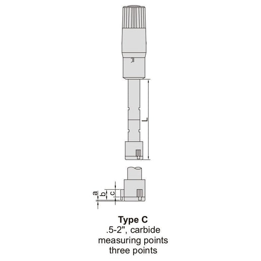 INSIZE Measuring Equipment Insize Three Point Internal Micrometer 0.5-0.65" Range Series 3227-E065