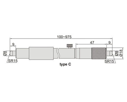 INSIZE Measuring Equipment Insize Tubular Inside Micrometer 250-275mm Range Series 3229-275