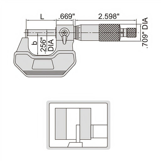 INSIZE Measuring Equipment Insize Type A Cylindrical Anvil Micrometer 0-1" Range Series 3261-1