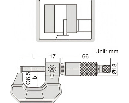 INSIZE Measuring Equipment Insize Type B Cylindrical Anvil Tube Micrometer 0-25mm Range Series 3261-25BA