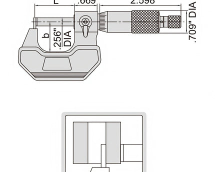INSIZE Measuring Equipment Insize Type D Cylindrical Anvil Micrometer 0-1" Range Series 3261-1D