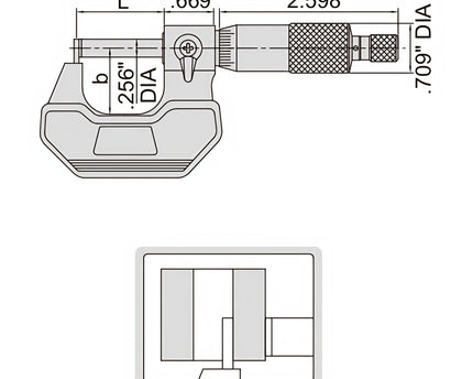 INSIZE Measuring Equipment Insize Type F Cylindrical Anvil Micrometer 0-1" Range Series 3261-1F