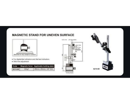 INSIZE Measuring Equipment Insize Uneven Contour Magnetic Stand 60 kg Force Series 6215-60