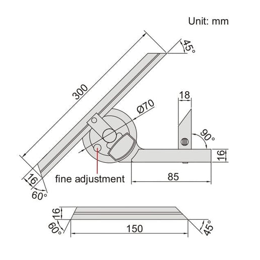 INSIZE Measuring Equipment Insize Universal Protractor 0-360° Range Series 2372-360