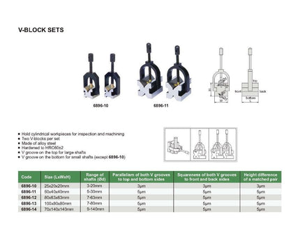 INSIZE MEASURING EQUIPMENT Insize V-Block Set 50×40×40 mm Series 6896-11