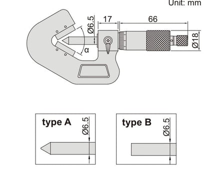 INSIZE Measuring Equipment Insize V Shape Anvil Micrometer 1-15mm Range Series 3290-153A