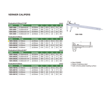 INSIZE Measuring Equipment Insize Vernier Caliper 0-150mm Range Series 1205-1503S