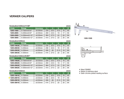 INSIZE Measuring Equipment Insize Vernier Caliper 0-200mm Range Series 1205-2001S