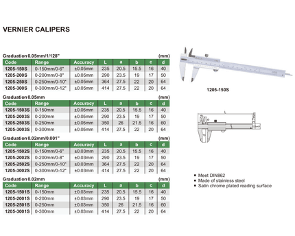 INSIZE Measuring Equipment Insize Vernier Caliper 0-200mm Range Series 1205-2003S