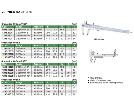 INSIZE Measuring Equipment Insize Vernier Caliper 0-300mm Range Series 1205-3003S