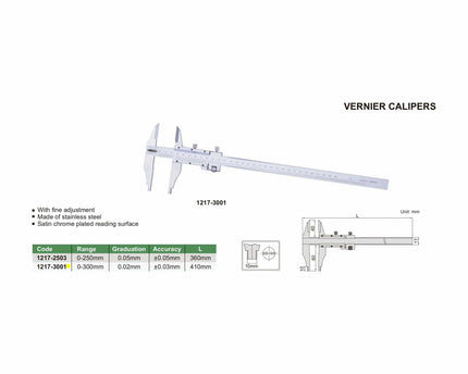 INSIZE Measuring Equipment Insize Vernier Caliper 0-300mm Range Series 1217-3001