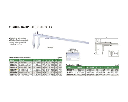 INSIZE Measuring Equipment Insize Vernier Caliper 0-600mm/0-24" Range Series 1236-614