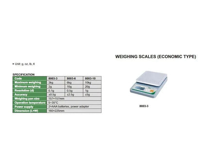 INSIZE MEASURING EQUIPMENT Insize Weighing Scale 3kg Capacity Economic Type Series 8003-3
