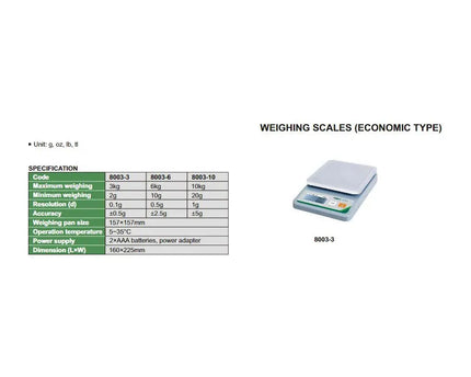 INSIZE MEASURING EQUIPMENT Insize Weighing Scale 6kg Capacity Economic Type Series 8003-6