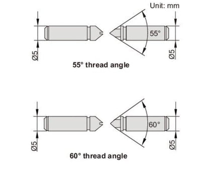 INSIZE Measuring Equipment Insize Whitworth 55° Measuring Tip 24-18TPI Range Series 7381-T25