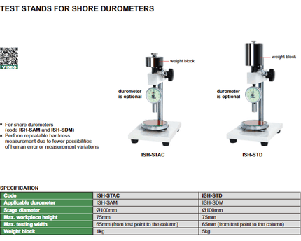 INSIZE Measuring Equipment TESTING STAND FOR SHORE DUROMETER - ISH-STD